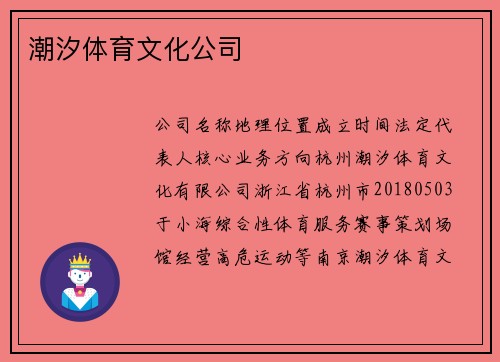 潮汐体育文化公司
